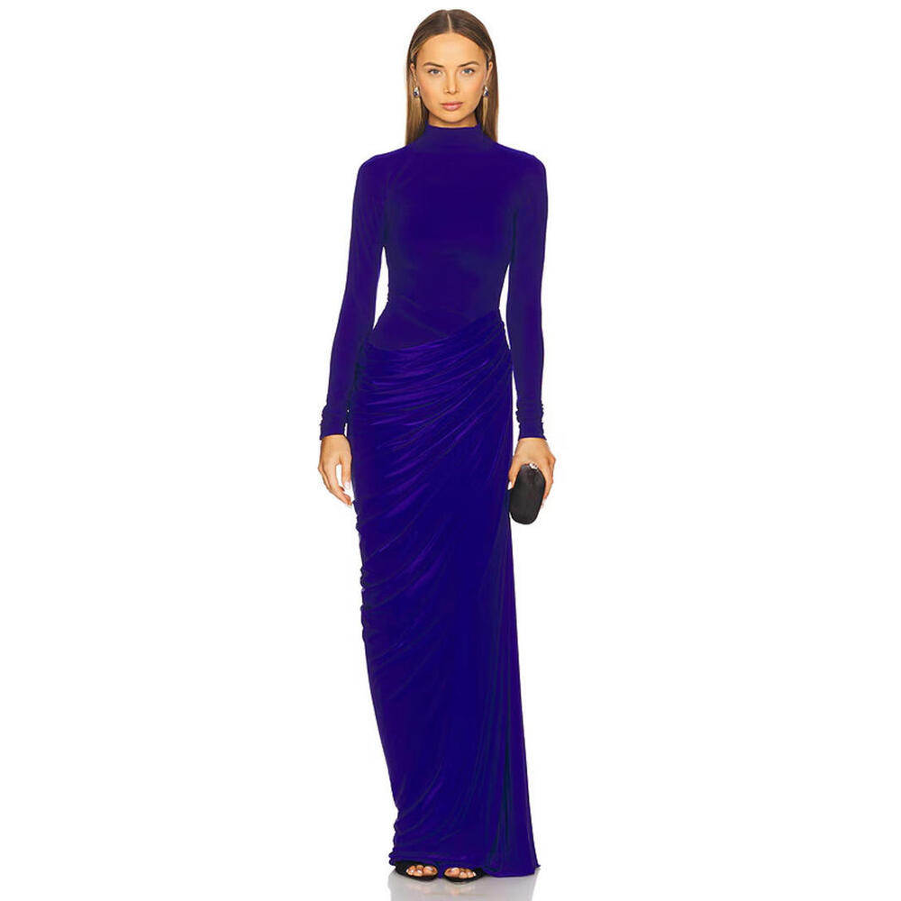REVOLVE Long Sleeve Velvet Maxi Dress in Royal Purple